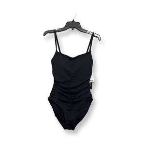 La Blanca Womens Island Goddess One Piece Swimsuit Black Ruched High Leg 10 New